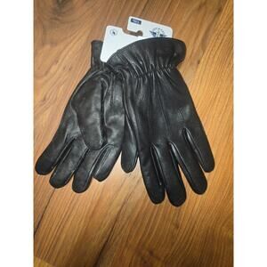 Dockers gloves mens black leather fur lined large screen touchability